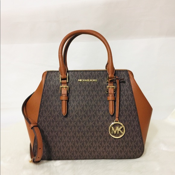 NWT Michael Kors Charlotte Brown large Satchel Bag - Picture 12 of 15